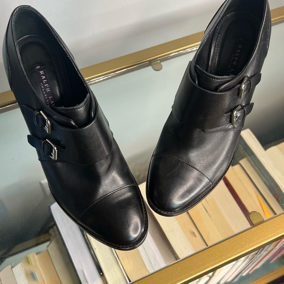 LN Ralph Lauren Black Label Collection Black Ankle Boot Stilettos with Buckles - Picture 13 of 15